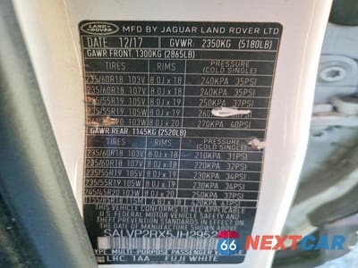 Zdjęcie 14 z 14 samochodu: 2018 LAND ROVER RANGE ROVER EVOQUE SE VIN:SALVP2RX5JH295251 - miniatura