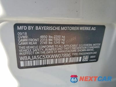 Zdjęcie 12 z 12 samochodu: 2019 BMW 530 I VIN:WBAJA5C5XKWW07896 - miniatura
