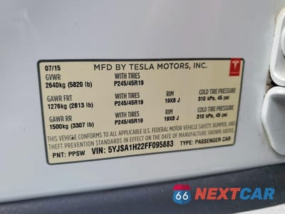Zdjęcie 13 z 13 samochodu: 2015 TESLA MODEL S 85D VIN:5YJSA1H22FF095883 - miniatura