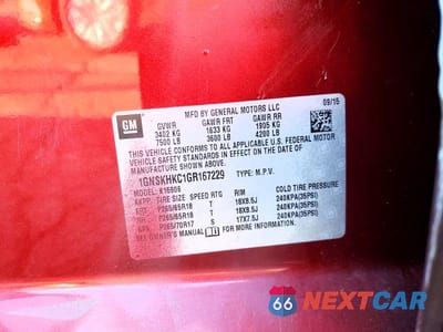 Zdjęcie 13 z 13 samochodu: 2016 CHEVROLET SUBURBAN K1500 LT VIN:1GNSKHKC1GR167229 - miniatura