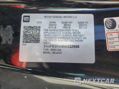 Zdjęcie 12 z 12 samochodu: 2022 CHEVROLET CAMARO LS VIN:1G1FB1RX8N0112698 - miniatura