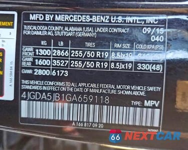 Zdjęcie 10 z 14 samochodu: 2016 MERCEDES-BENZ GLE 350 VIN:4JGDA5JB1GA659118 - miniatura