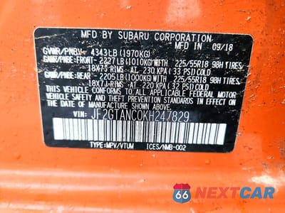 Zdjęcie 13 z 13 samochodu: 2019 SUBARU CROSSTREK LIMITED VIN:JF2GTANC0KH247829 - miniatura
