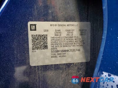 Zdjęcie 12 z 12 samochodu: 2019 CHEVROLET CRUZE PREMIER VIN:1G1BF5SM4K7131746 - miniatura