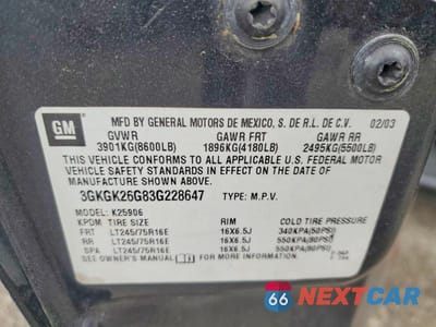 Zdjęcie 13 z 13 samochodu: 2003 GMC YUKON XL K2500 VIN:3GKGK26G83G228647 - miniatura
