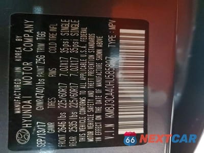 Zdjęcie 14 z 14 samochodu: 2017 HYUNDAI TUCSON SE VIN:KM8J3CA40HU585807 - miniatura