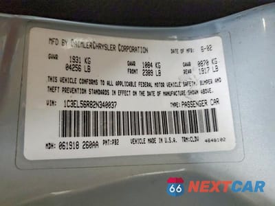 Zdjęcie 13 z 13 samochodu: 2002 CHRYSLER SEBRING LXI VIN:1C3EL56R82N340037 - miniatura