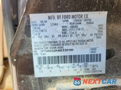Zdjęcie 12 z 12 samochodu: 2008 FORD F350 SUPER DUTY VIN:1FTWW32R48EE50190 - miniatura