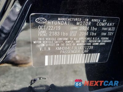Zdjęcie 12 z 12 samochodu: 2020 HYUNDAI ELANTRA VALUE EDITION VIN:KMHD84LF3LU021239 - miniatura