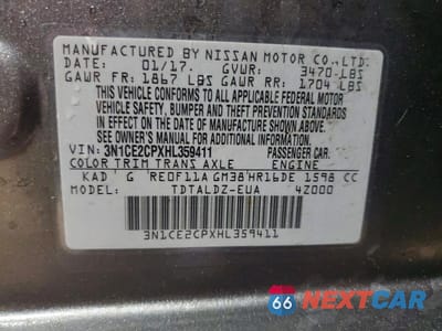 Zdjęcie 12 z 12 samochodu: 2017 NISSAN VERSA NOTE SV VIN:3N1CE2CPXHL359411 - miniatura