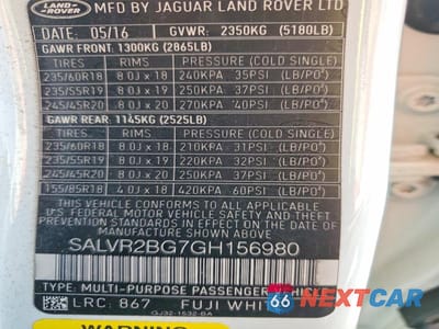 Zdjęcie 13 z 13 samochodu: 2016 LAND ROVER RANGE ROVER EVOQUE HSE VIN:SALVR2BG7GH156980 - miniatura
