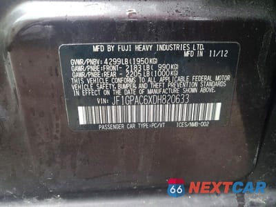Zdjęcie 13 z 13 samochodu: 2013 SUBARU IMPREZA PREMIUM VIN:JF1GPAC6XDH820633 - miniatura