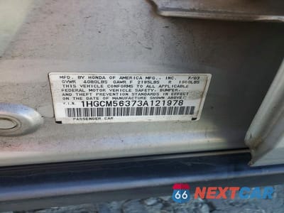 Zdjęcie 12 z 12 samochodu: 2003 HONDA ACCORD LX VIN:1HGCM56373A121978 - miniatura