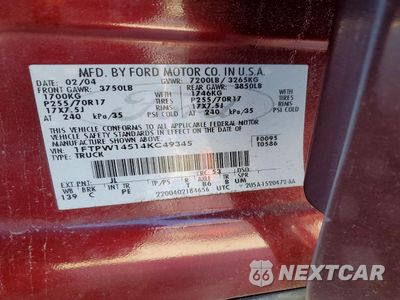 Zdjęcie 12 z 12 samochodu: 2004 FORD F150 SUPERCREW VIN:1FTPW14514KC49345 - miniatura