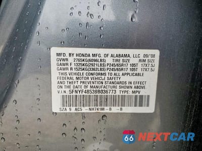 Zdjęcie 13 z 13 samochodu: 2009 HONDA PILOT EXL VIN:5FNYF48539B036773 - miniatura