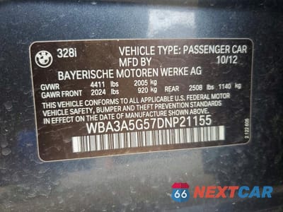 Zdjęcie 12 z 12 samochodu: 2013 BMW 328 I VIN:WBA3A5G57DNP21155 - miniatura