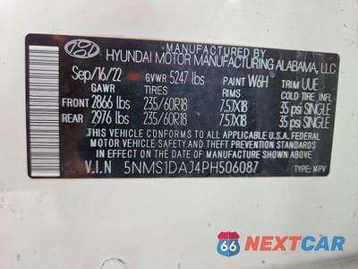 Zdjęcie 13 z 13 samochodu: 2023 HYUNDAI SANTA FE SE VIN:5NMS1DAJ4PH506087 - miniatura