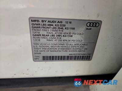 Zdjęcie 13 z 13 samochodu: 2017 AUDI Q3 PREMIUM VIN:WA1ECCFS7HR012767 - miniatura