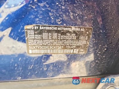 Zdjęcie 13 z 13 samochodu: 2020 BMW X3 SDRIVE30I VIN:5UXTY3C0XL9C47367 - miniatura