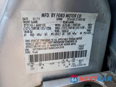 Zdjęcie 12 z 12 samochodu: 2011 FORD F350 SUPER DUTY VIN:1FT8W3BT9BEC01315 - miniatura