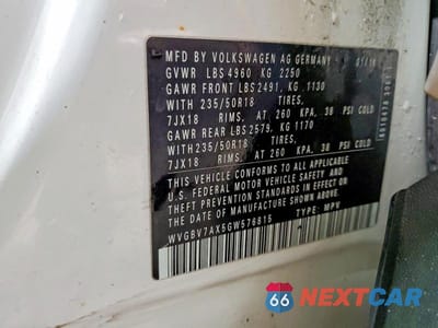 Zdjęcie 13 z 13 samochodu: 2016 VOLKSWAGEN TIGUAN S VIN:WVGBV7AX5GW576815 - miniatura