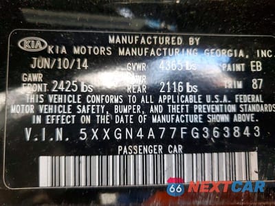 Zdjęcie 12 z 12 samochodu: 2015 KIA OPTIMA EX VIN:5XXGN4A77FG363843 - miniatura