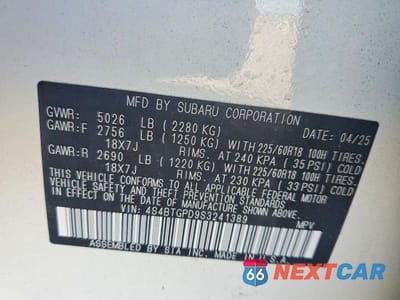 Zdjęcie 13 z 13 samochodu: 2025 SUBARU OUTBACK TOURING VIN:4S4BTGPD9S3241389 - miniatura