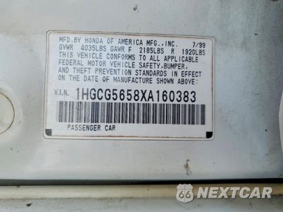Zdjęcie 12 z 12 samochodu: 1999 HONDA ACCORD EX VIN:1HGCG5658XA160383 - miniatura