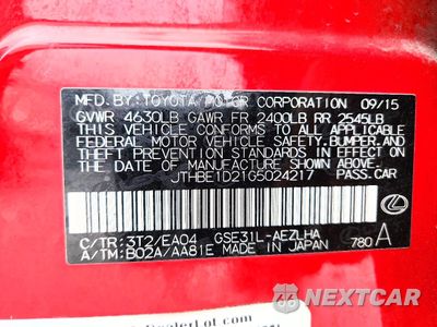 Zdjęcie 13 z 13 samochodu: 2016 LEXUS IS 350 BASE VIN:JTHBE1D21G5024217 - miniatura
