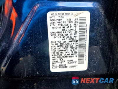 Zdjęcie 13 z 13 samochodu: 2006 NISSAN MURANO S VIN:JN8AZ08W66W550526 - miniatura