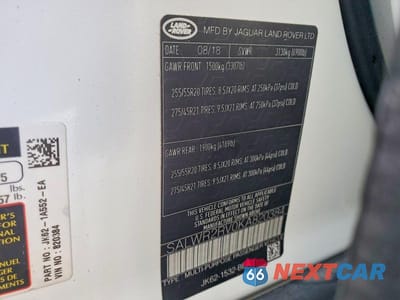 Zdjęcie 13 z 13 samochodu: 2019 LAND ROVER RANGE ROVER SPORT HSE VIN:SALWR2RV0KA820384 - miniatura