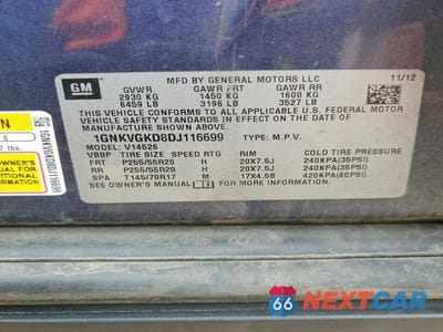 Zdjęcie 13 z 13 samochodu: 2013 CHEVROLET TRAVERSE LT VIN:1GNKVGKD8DJ116699 - miniatura