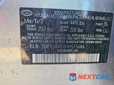 Zdjęcie 10 z 14 samochodu: 2017 HYUNDAI SONATA BASE VIN:5NPE24AF6HH573686 - miniatura