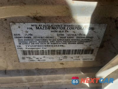 Zdjęcie 13 z 13 samochodu: 2007 MAZDA 6 I VIN:1YVHP80C975M25246 - miniatura