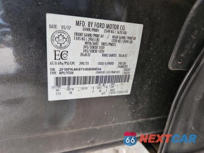 Zdjęcie 13 z 13 samochodu: 2017 FORD EDGE TITANIUM VIN:2FMPK4K87HBB99654 - miniatura
