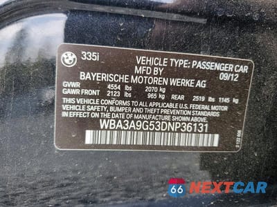 Zdjęcie 12 z 12 samochodu: 2013 BMW 335 I VIN:WBA3A9G53DNP36131 - miniatura