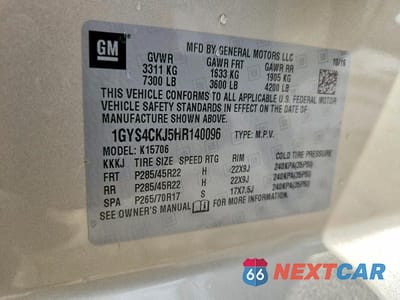 Zdjęcie 13 z 13 samochodu: 2017 CADILLAC ESCALADE PREMIUM LUXURY VIN:1GYS4CKJ5HR140096 - miniatura