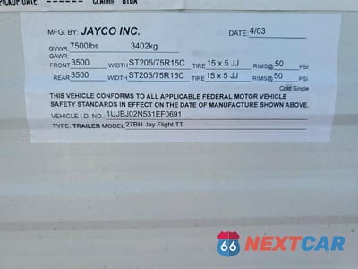 Zdjęcie 9 z 10 samochodu: 2003 JAYCO CAMPER VIN:1UJBJ02N531EF0691 - miniatura