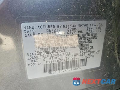 Zdjęcie 14 z 14 samochodu: 2021 NISSAN KICKS S VIN:3N1CP5BV4ML518896 - miniatura