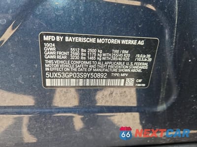 Zdjęcie 13 z 13 samochodu: 2025 BMW X3 30 XDRIVE VIN:5UX53GP03S9Y50892 - miniatura