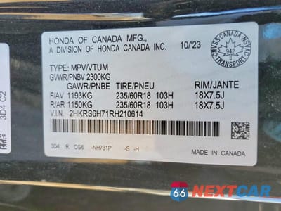 Zdjęcie 13 z 13 samochodu: 2024 HONDA CR-V EXL VIN:2HKRS6H71RH210614 - miniatura