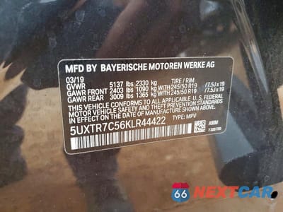 Zdjęcie 13 z 13 samochodu: 2019 BMW X3 SDRIVE30I VIN:5UXTR7C56KLR44422 - miniatura