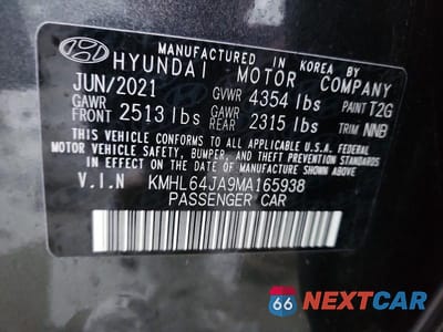 Zdjęcie 12 z 12 samochodu: 2021 HYUNDAI SONATA SEL VIN:KMHL64JA9MA165938 - miniatura