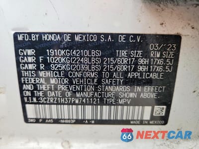 Zdjęcie 13 z 13 samochodu: 2023 HONDA HR-V LX VIN:3CZRZ1H37PM741121 - miniatura