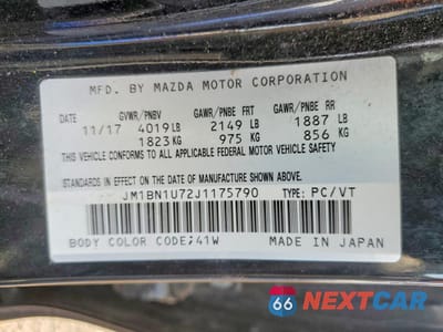 Zdjęcie 12 z 12 samochodu: 2018 MAZDA 3 SPORT VIN:JM1BN1U72J1175790 - miniatura