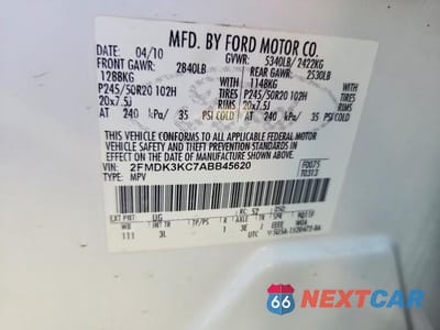 Zdjęcie 14 z 14 samochodu: 2010 FORD EDGE LIMITED VIN:2FMDK3KC7ABB45620 - miniatura