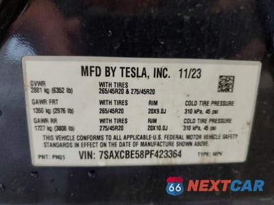 Zdjęcie 13 z 14 samochodu: 2023 TESLA MODEL X VIN:7SAXCBE58PF423364 - miniatura