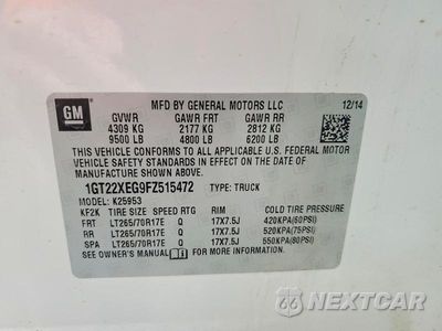 Zdjęcie 12 z 12 samochodu: 2015 GMC SIERRA K2500 HEAVY DUTY VIN:1GT22XEG9FZ515472 - miniatura