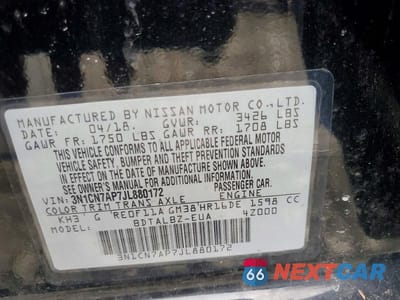 Zdjęcie 12 z 12 samochodu: 2018 NISSAN VERSA SV VIN:3N1CN7AP7JL880172 - miniatura
