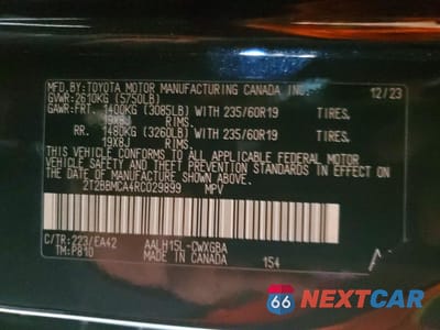 Zdjęcie 12 z 12 samochodu: 2024 LEXUS RX 350H PREMIUM VIN:2T2BBMCA4RC029899 - miniatura